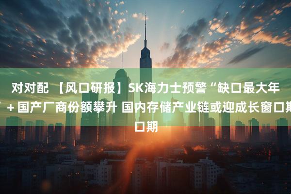 对对配 【风口研报】SK海力士预警“缺口最大年”＋国产厂商份额攀升 国内存储产业链或迎成长窗口期
